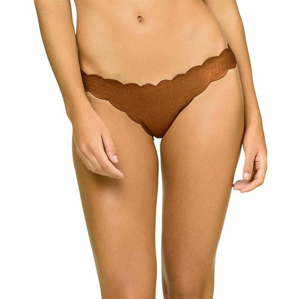 NWOT Pilyq Copper S Solid Scallop Cheeky Scoop Bikini Swim Bottom #106994
